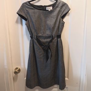 Studio 1 Women's Cap Sleeve Tie Waist Gray Dress, Sz 4P